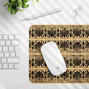 Greek Mediterranean Arabesque Pattern Brown Mouse Mat
