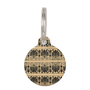 Greek Mediterranean Arabesque Pattern Brown Pet Tag