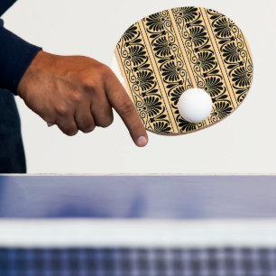Greek Mediterranean Arabesque Pattern Brown Ping Pong Paddle