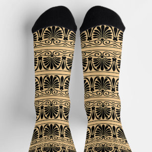 Greek Mediterranean Arabesque Pattern Brown Socks