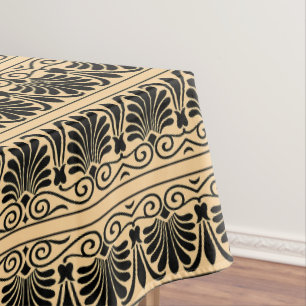 Greek Mediterranean Arabesque Pattern Brown Tablecloth
