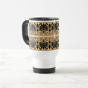 Greek Mediterranean Arabesque Pattern Brown Travel Mug
