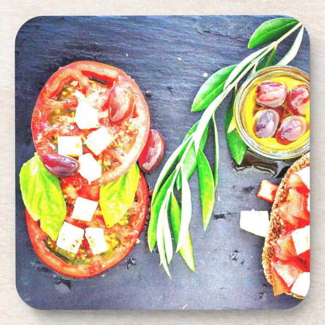 "Greek & Mediterranean Diet" Cute Photo. Buy Now Coaster (Front)