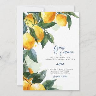 Greek mediterranean Lemons Wedding Invitation