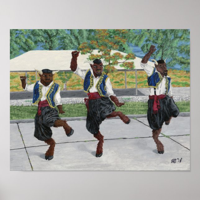 Greek Minotaurs Dancing Fantasy Wall Art Prints (Front)