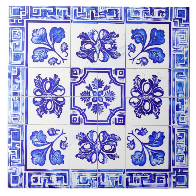 Greek mosaic: Cobalt and White Tile (Front)