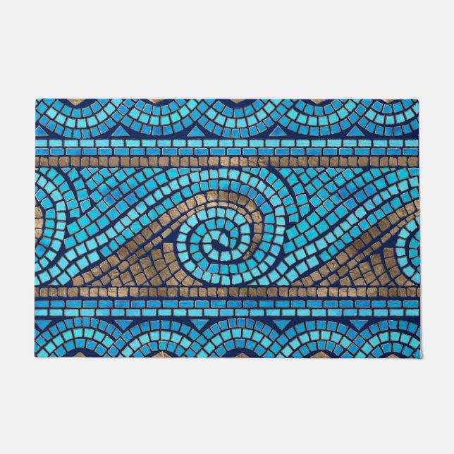 Greek Mosaic Tile Ornament Doormat (Front)