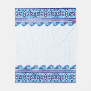Greek Mosaic Tile Ornament - Shades of Blue Fleece Blanket
