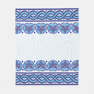 Greek Mosaic Tile Ornament - Shades of Blue Fleece Blanket