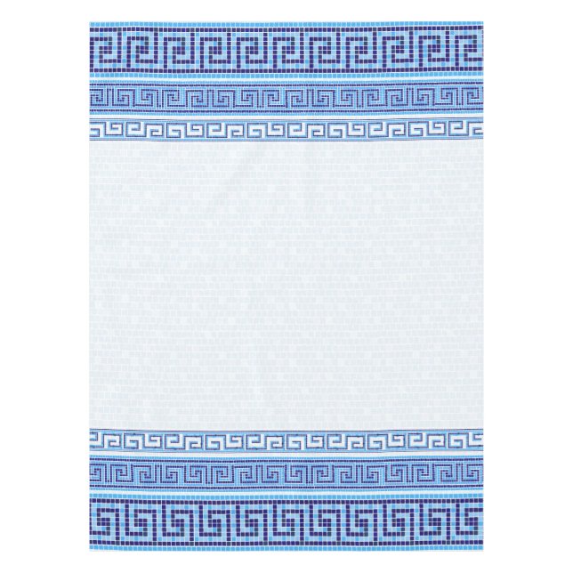Greek Mosaic Tile Ornament - Shades of Blue Tablecloth (Front)