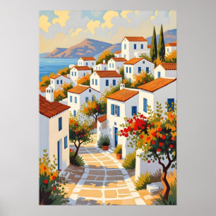 Greek Mykonos Village Coastal Wall Art