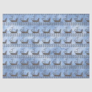 Greek Myth Vintage Ship Odyssey Blue Decoupage  Tissue Paper