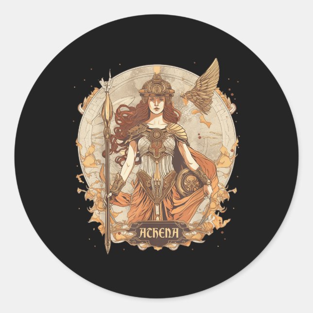 Greek Mythology_ Athena, Goddess Of Wisdom And War Classic Round Sticker (Front)