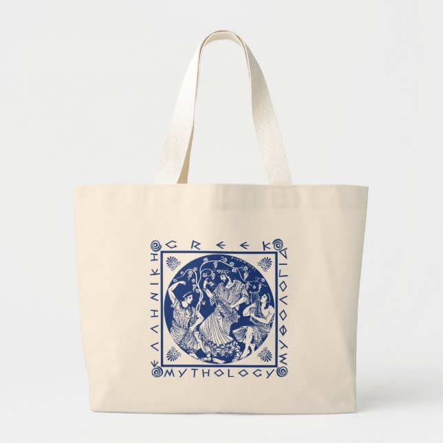 Greek Mythology - Blue Large Tote Bag (Front)