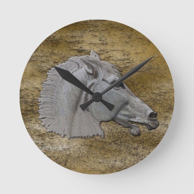 Greek Mythology Classical Horse Head Round Clock (Front)