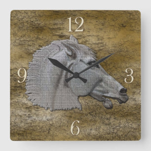 Greek Mythology Classical Horse Head Square Wall Clock