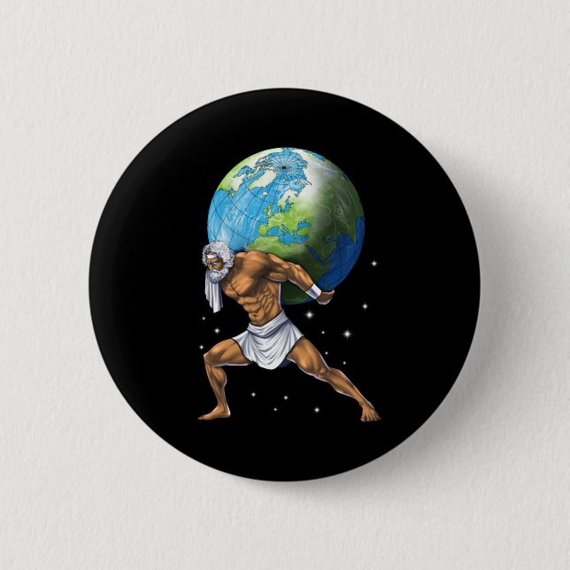 Greek Mythology God Atlas 6 Cm Round Badge (Front)