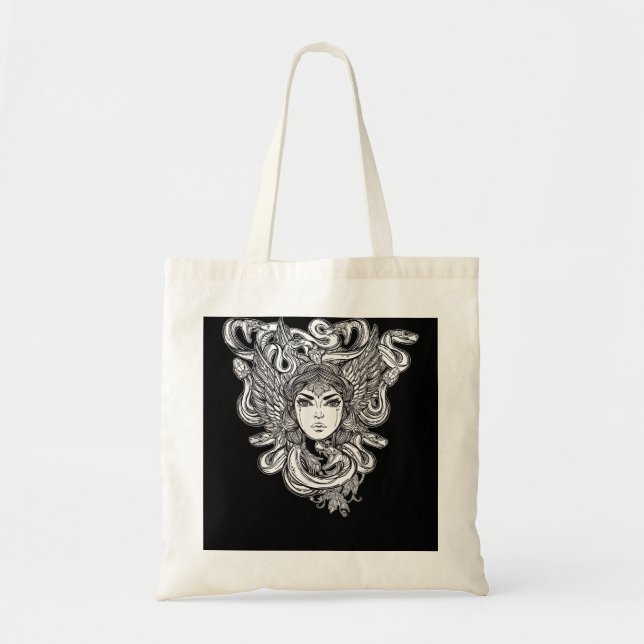 Greek Mythology Medusa Head - Occult Serpent Monst Tote Bag (Front)