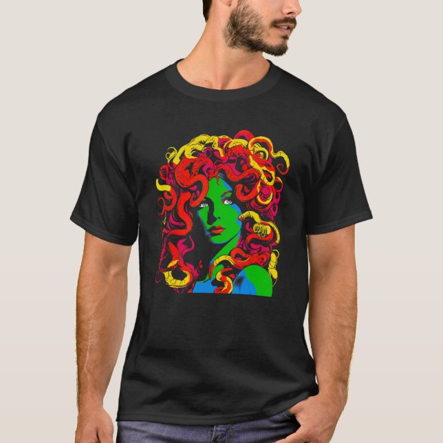 Greek Mythology Medusa Pop Art T-Shirt (Front)