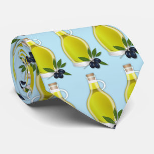 Greek olive oil with light blue background tie