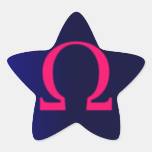 Greek Omega in Pink #3 Star Sticker