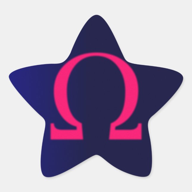 Greek Omega in Pink #3 Star Sticker (Front)