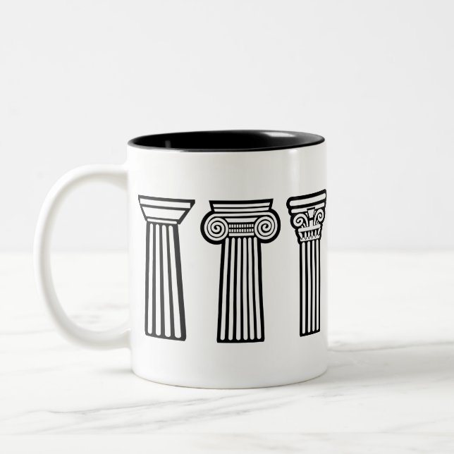 Greek Orders Column Doric Pillars Two-Tone Coffee Mug (Left)