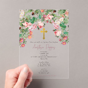 Greek Orthodox Christening Baptism Girl Acrylic Invitations