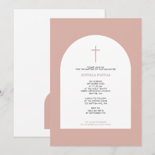Greek Orthodox Christening Baptism Girl Pink Arch  Invitation