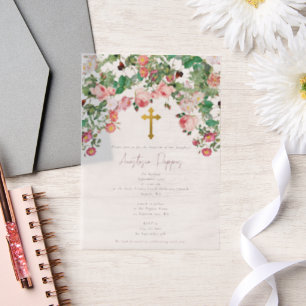 Greek Orthodox Christening Baptism Girl Vellum Invitations