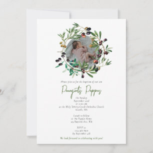 Greek Orthodox Christening Baptism Olives Photo Invitation