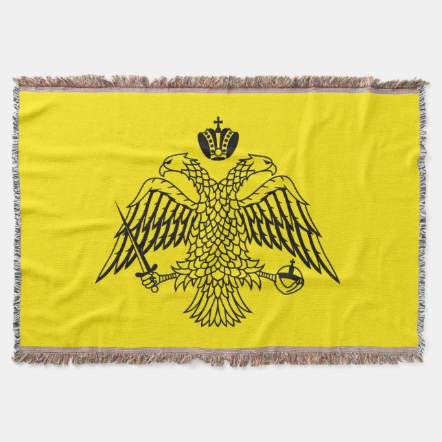 Greek Orthodox Church flag Mount Athos religious Throw Blanket (Front)