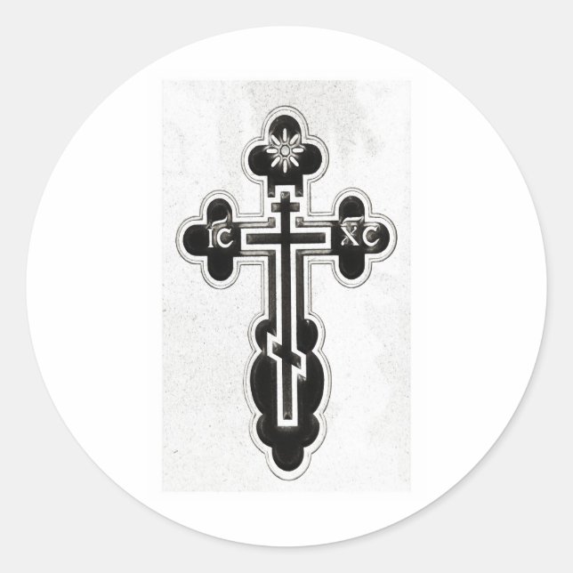 Greek Orthodox Cross Classic Round Sticker (Front)