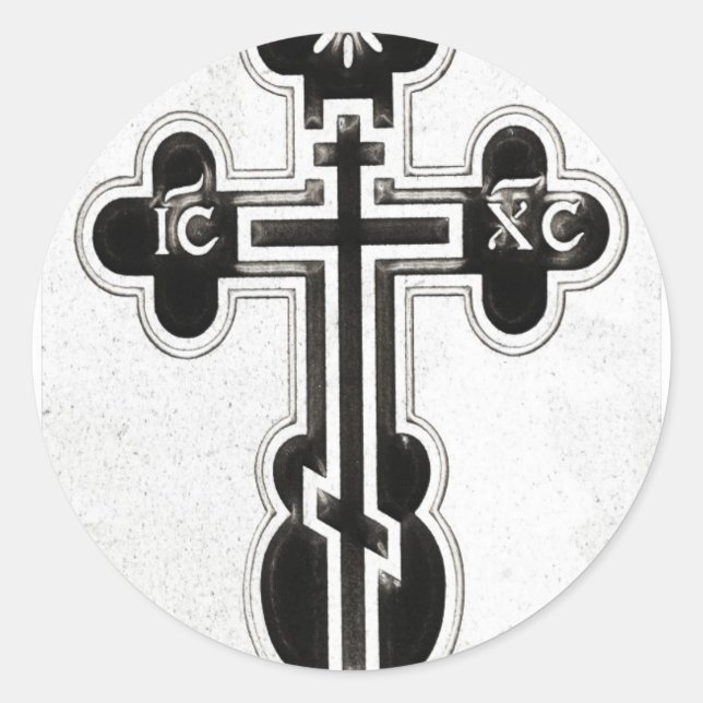 Greek Orthodox Cross Classic Round Sticker (Front)