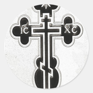 Greek Orthodox Cross Classic Round Sticker
