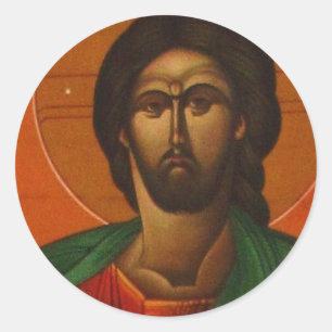 GREEK ORTHODOX ICON JESUS CHRIST CLASSIC ROUND STICKER
