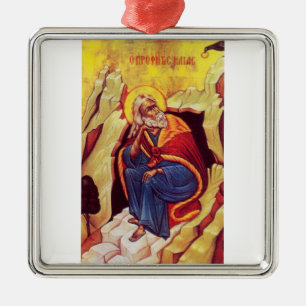Greek orthodox icon of Prophet Elijah Metal Tree Decoration