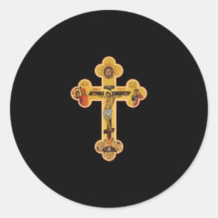 Greek Orthodox Jesus Christ Cross Classic Round Sticker