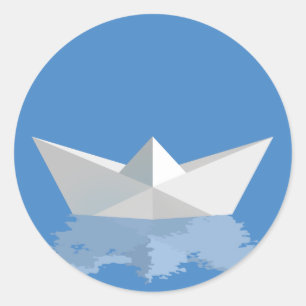 Greek PAPER BOAT Classic Round Sticker