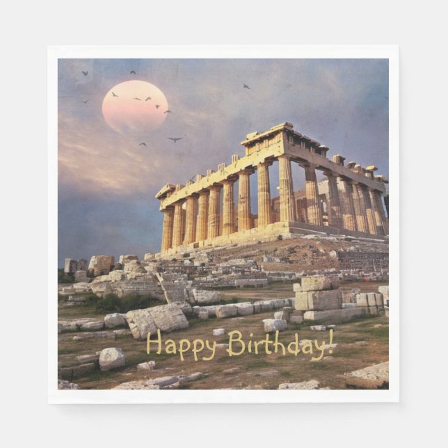 Greek Parthenon Birthday Napkin (Front)