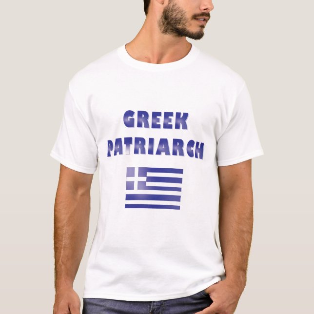 Greek Patriarch Personalise Last Name Blue T-Shirt (Front)