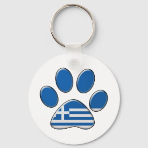 Greek patriotic cat key ring