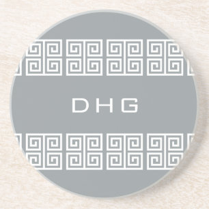Greek Pattern custom monogram coaster