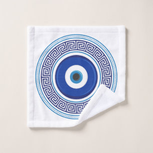 Greek Pattern Evil Eye Nazar Wash Cloth