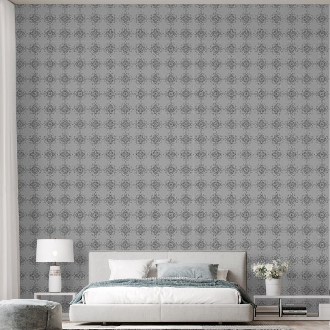 Greek Pattern Grey and Black Wallpaper (Bedroom)