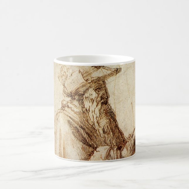 Greek Philosopher with Human Skull by Michelangelo Coffee Mug (Center)