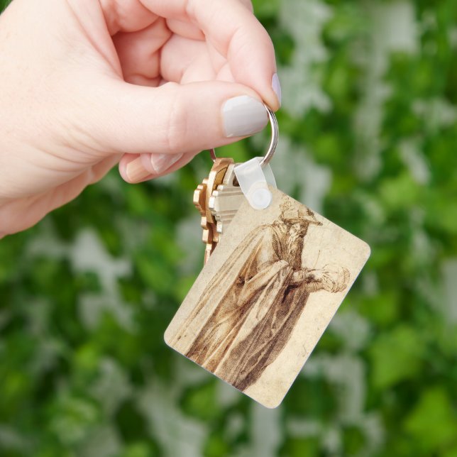 Greek Philosopher with Human Skull by Michelangelo Key Ring (Hand)