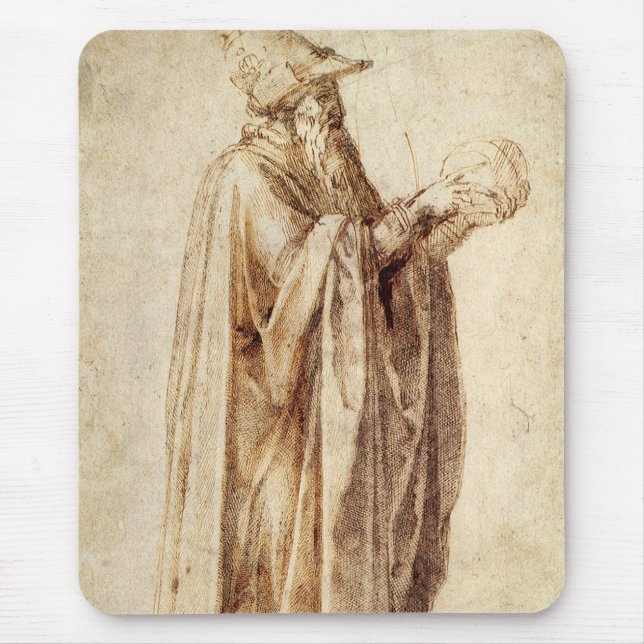 Greek Philosopher with Human Skull by Michelangelo Mouse Mat (Front)