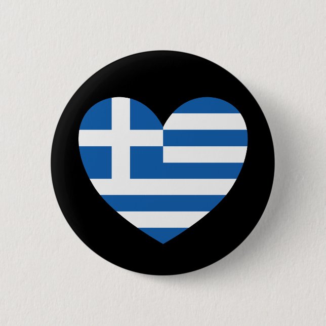 Greek Pride Flag Love Heart 6 Cm Round Badge (Front)