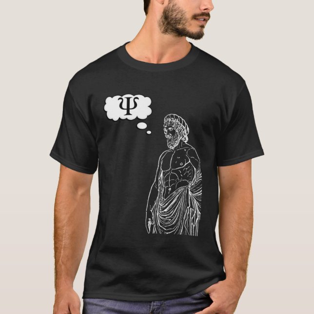 Greek Psi Statue Thought Bubble Expressing Thought T-Shirt (Front)